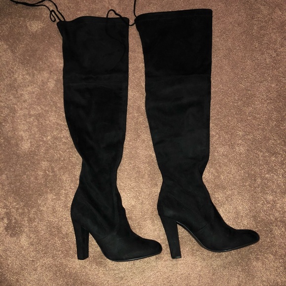 Steve Madden Shoes - NIB Steve Madden Black Suede Over-the-knee Boots